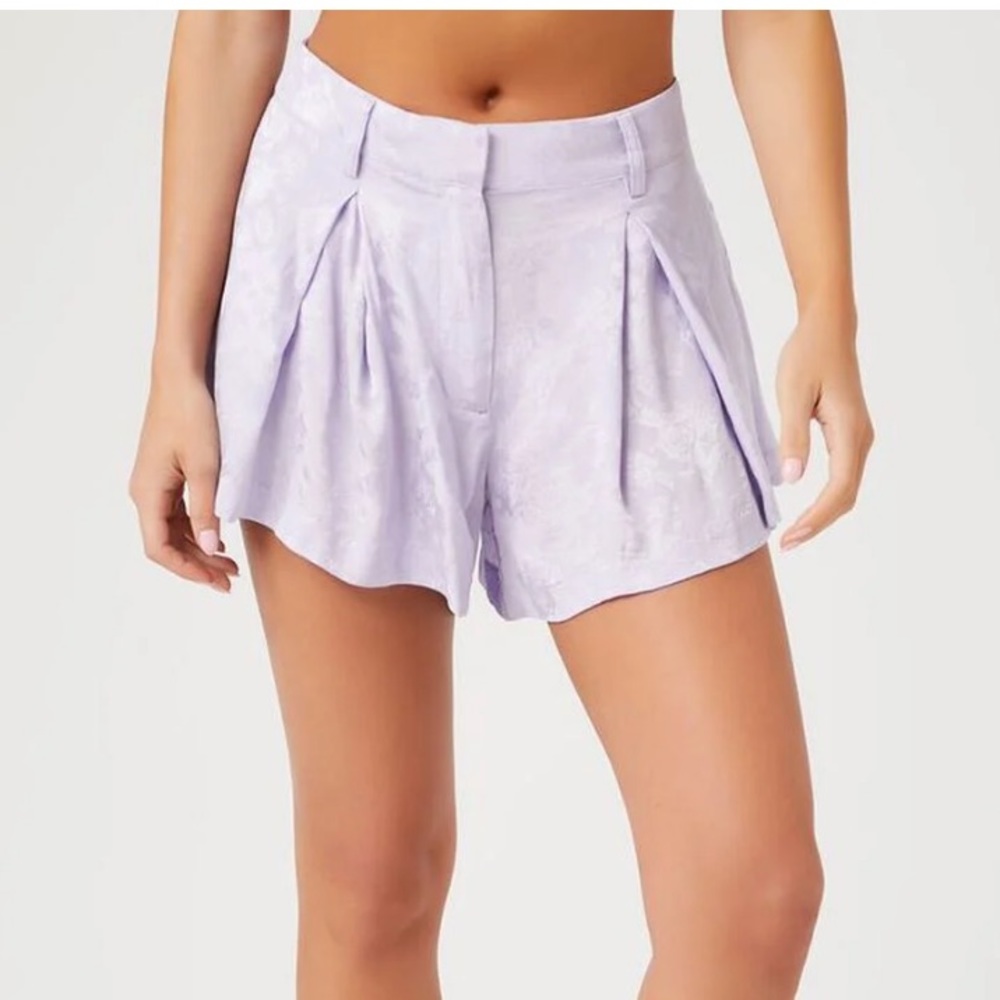 Purple satin shorts